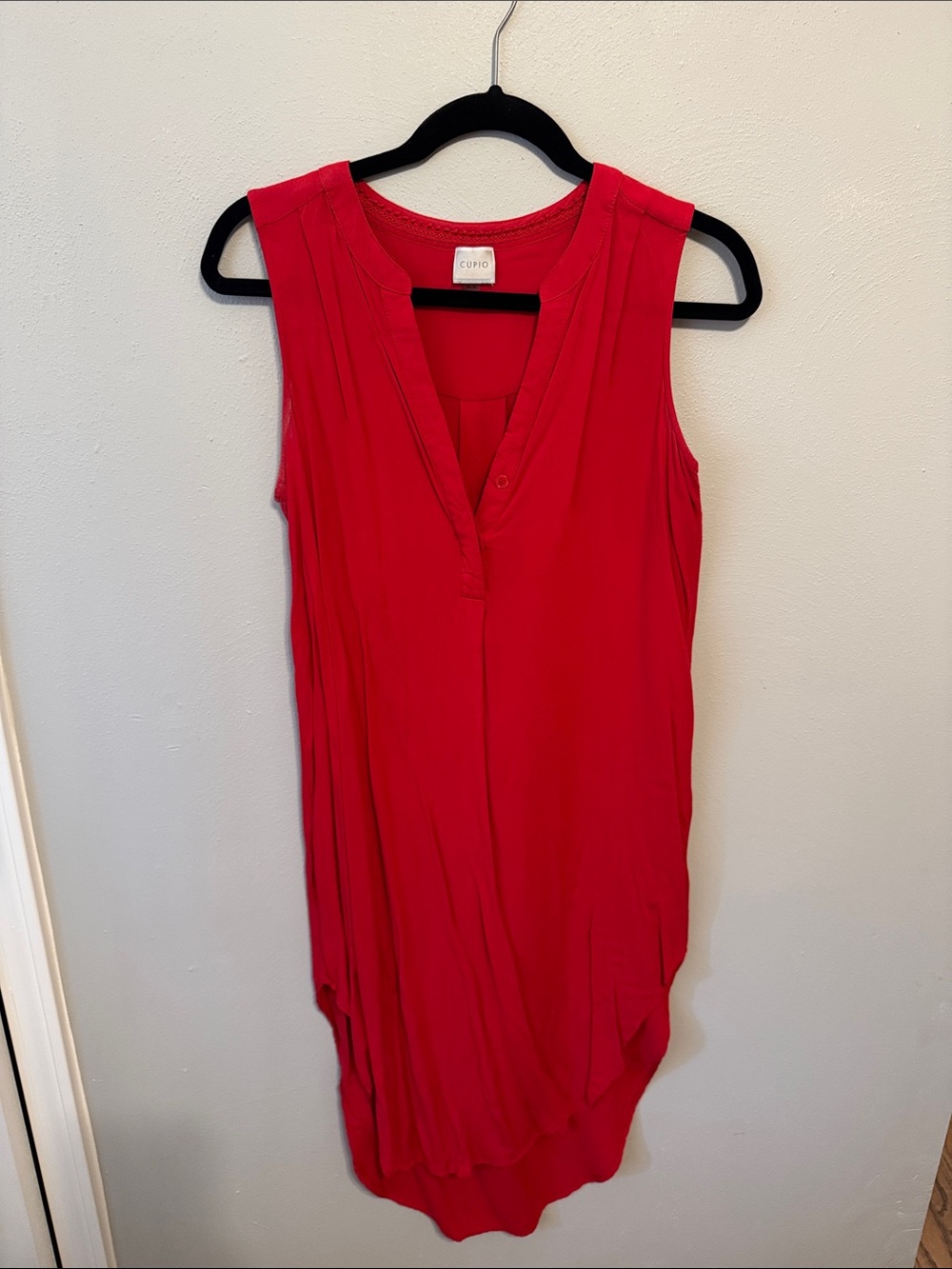 Cupio Vibrant Red Sleeveless V-Neck Tunic